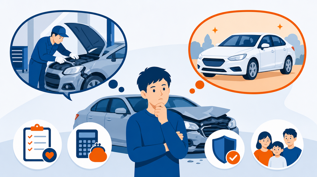 事故車は修理と買い替えどっち？後悔しない4つの判断基準を解説
